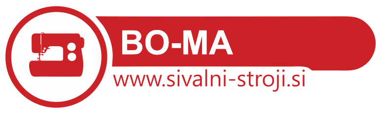 Logotip podjetja BO-MA s šivalnimi stroji spletna stran